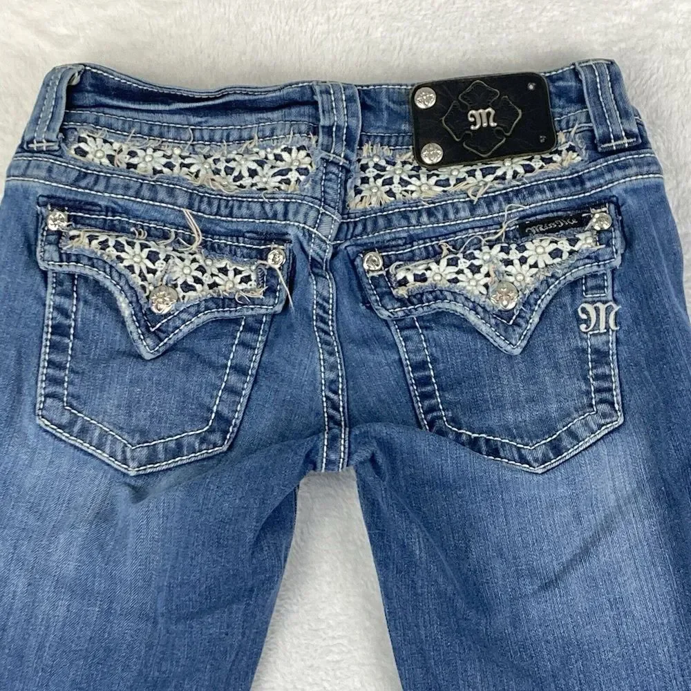 Miss Me Capri Womens Low Rise Blue Denim Jeans‎ Size 28
